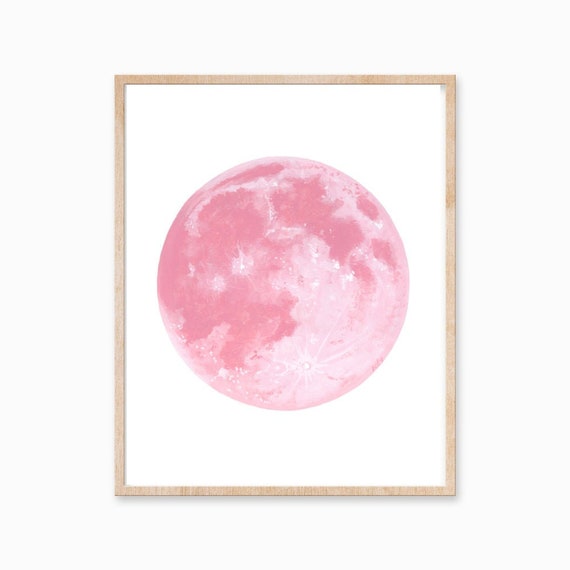 Art Print, Nursery Print, Wall Moon Dreamy Birch Pink Decor, Wall Moon Art, Art Bliss® Print, - by Boho Etsy Moon Moon