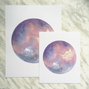 Purple Moon Print, Space Art, Moon Art, Pink Moon Art, Abstract Moon, Lunar Art, Boho Art Print, Pastel Art image 4