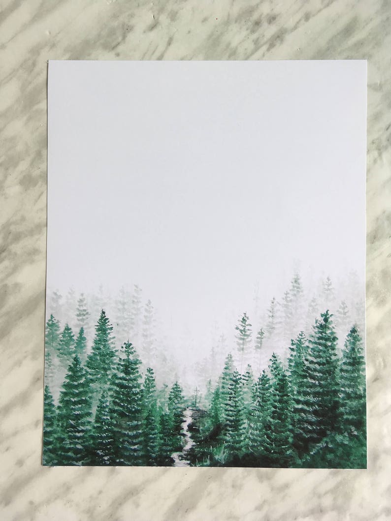 Forest Print, Nature Print, Forest Art, Nature Art, Minimal Forest Art, Forest Landscape Print, Tree Print, Evergreen Print, Landscape Art image 3