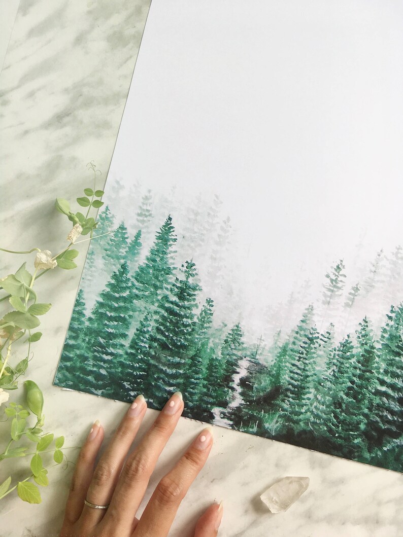 Forest Print, Nature Print, Forest Art, Nature Art, Minimal Forest Art, Forest Landscape Print, Tree Print, Evergreen Print, Landscape Art image 5