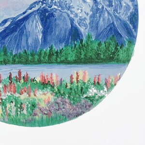 Mountain Print, Mountain Art, Flower Field Art, Field of Flowers, Nature Art, Mountain Painting, Landscape Painting, Nature Print, Boho image 4
