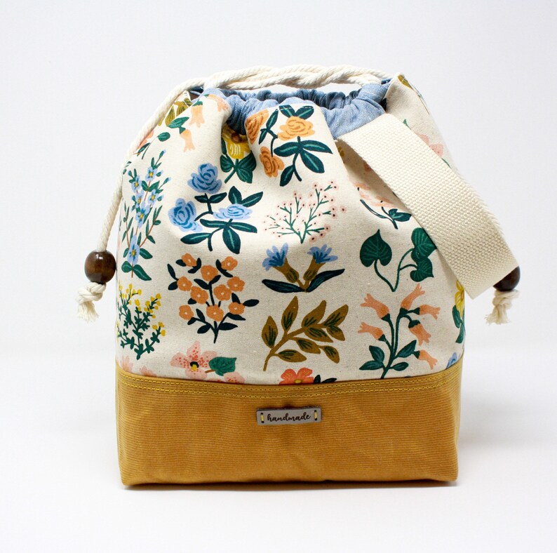 Waxed Canvas Drawstring Project Bag Knitting Bag Knitting Etsy