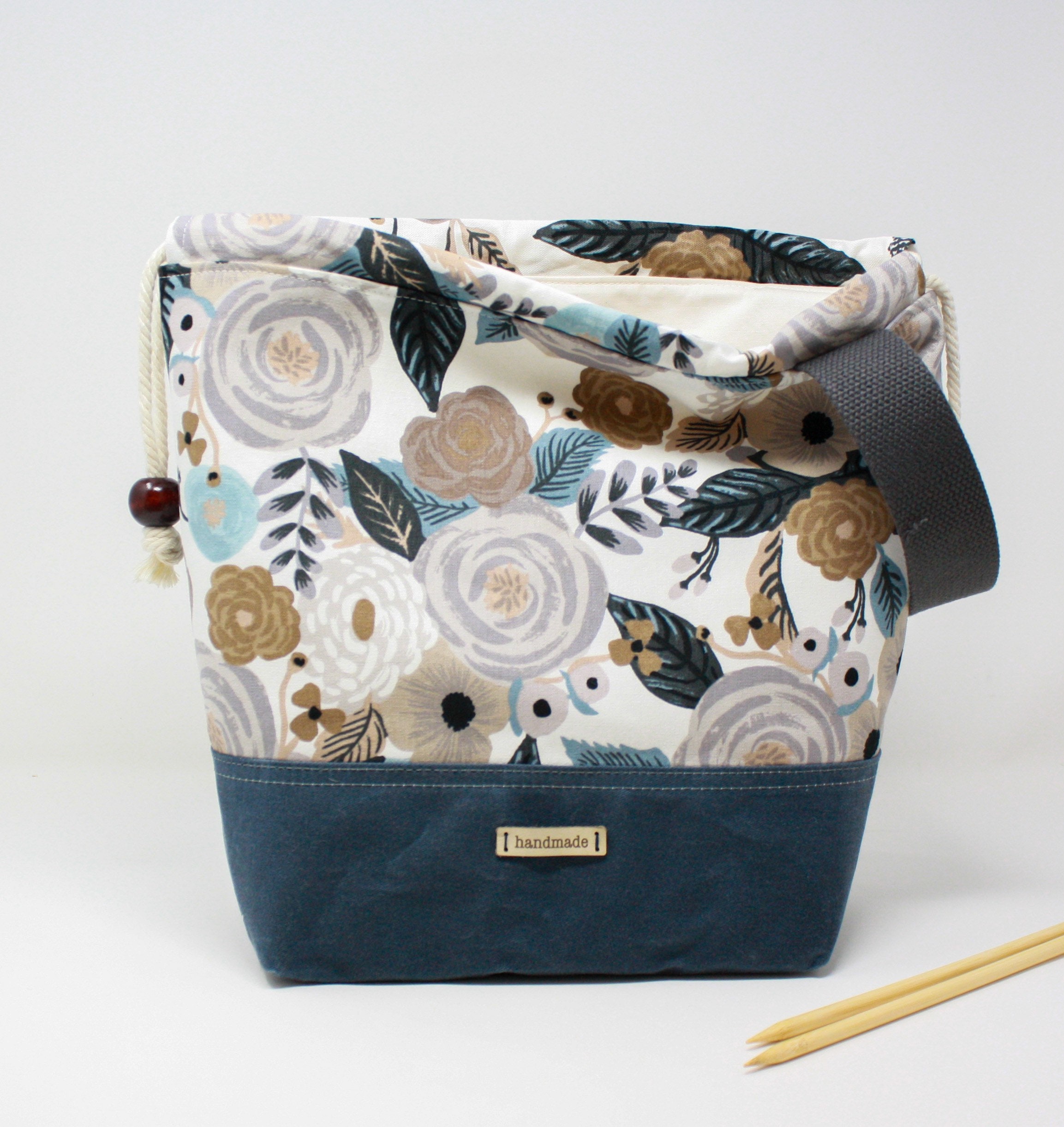 Waxed Canvas Drawstring Project Bag Knitting Bag Craft Bag Etsy