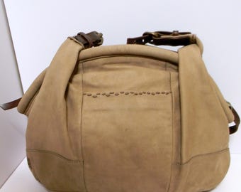 Vintage 49 Square Miles Taupe Genuine Napa Leather Large Crossbody Bag