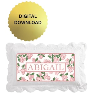 PINK Custom Name Cross Stitch Pattern | Floral Nursery Cross Stitch | Digital Download | Personalized Baby Gift