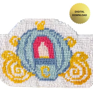Cinderella Disney Inspired Pumpkin Carriage Cross Stitch Pattern | Retro Needlepoint Chart | Digital Download PDF |