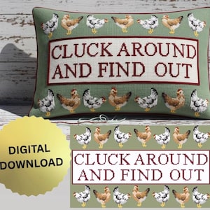 Custom Chickens Cluck Around And Find Out Pillow Needlepoint or Cross Stitch Pattern | Craft