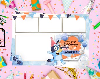 Blue Dog Birthday Photobooth Template