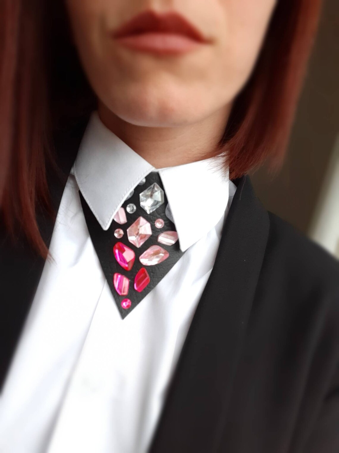 Triangle leatherette and gems bow tie alternative statement Etsy