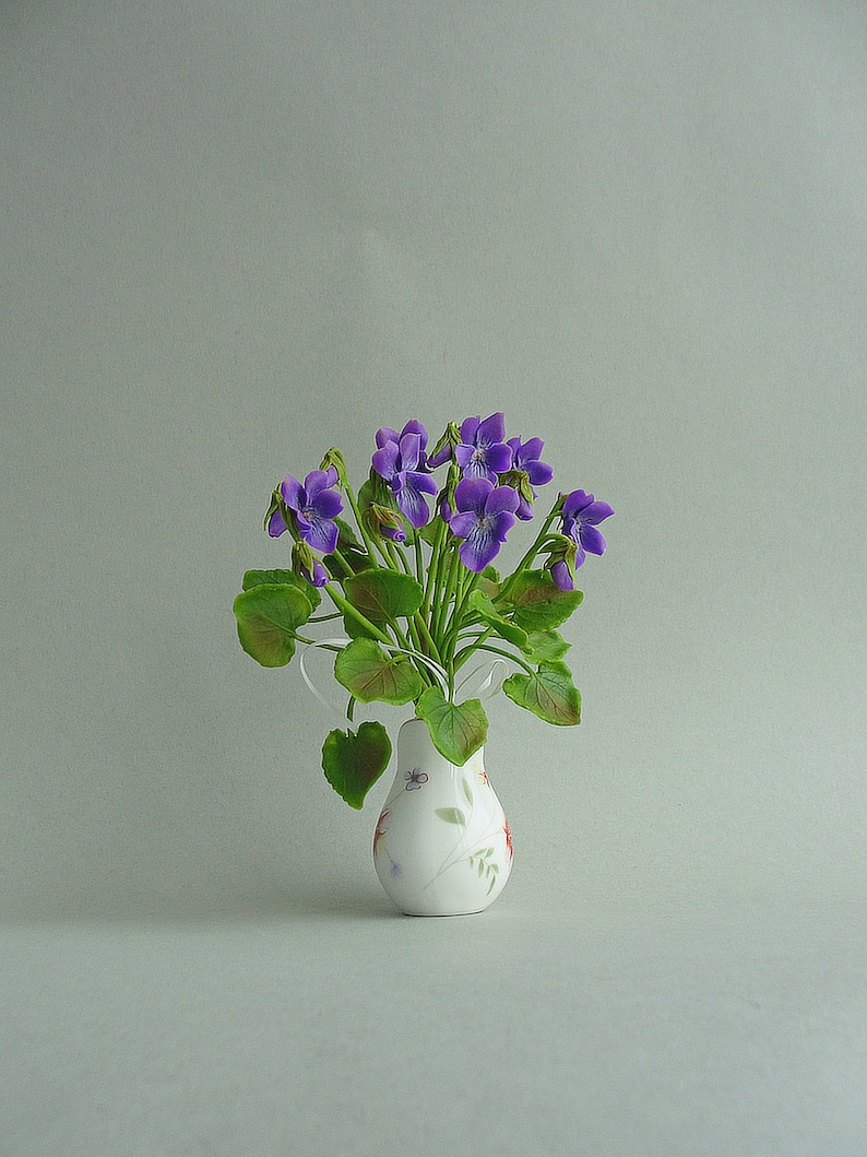 Violet Flower Artificial Plant Realistic Flowers Wild Violets Clay Flowers Bouquet of Violets