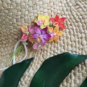 Orchid flower mini 6 pieces, Orchid miniature flowers, Orchid Accessory, Orchid miniature gift, Orchid gift, Hawaii orchid miniature