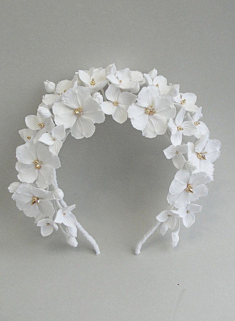 White Gold Tiara White Gold Flower Wedding Tiara White Gold Etsy