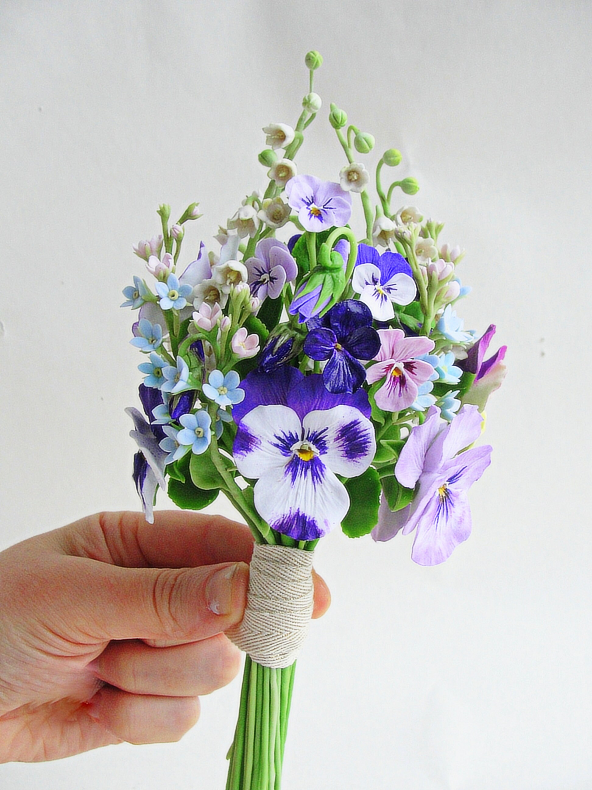 Lily of the valley pansy me not bouquet Spring gift Etsy