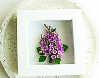 Home Decor Flowers Wall Art, 3D Glass Lilacs Flower Picture, Lilac Home Decor Original Wall Art, Framed 3D flower picture, Personalised gift