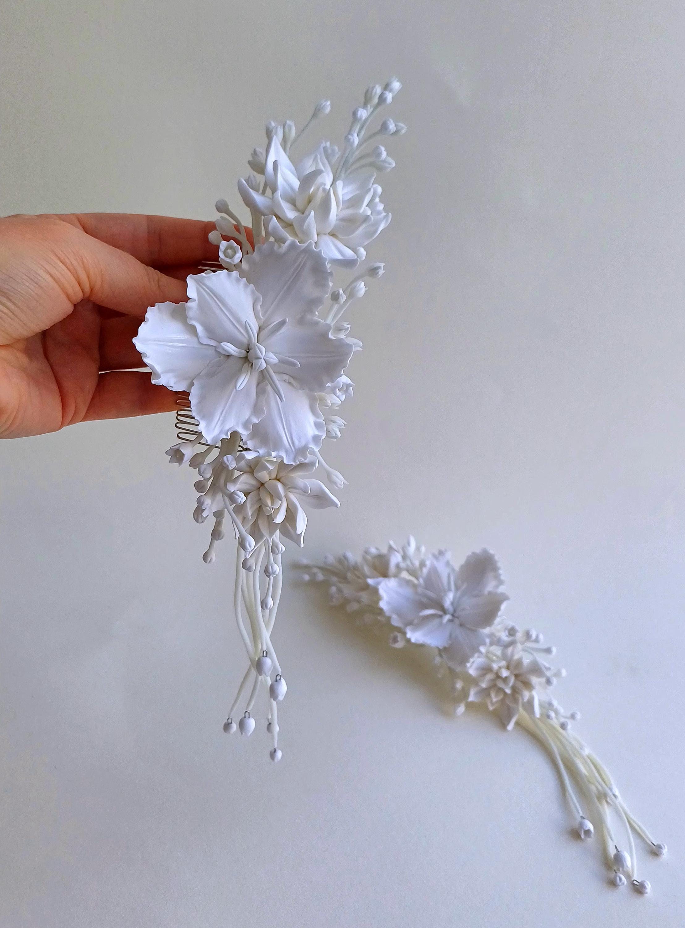 Ivory Cream Bridal Flower 3D Tiara, Cream Flowers Side  display picture 2