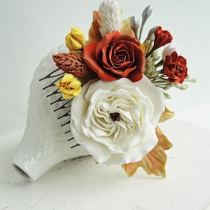 burnt orange headpiece