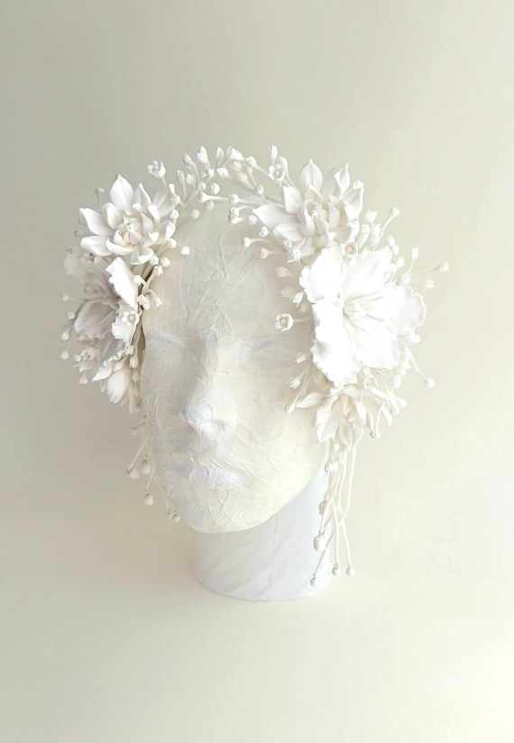 Buy Ivory Bridal Flower Tiara, Side Flower Hair Comb, Lily 