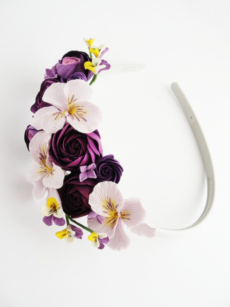Dark Purple Lilac Flower Headband Hair Crown Floral Flower Etsy