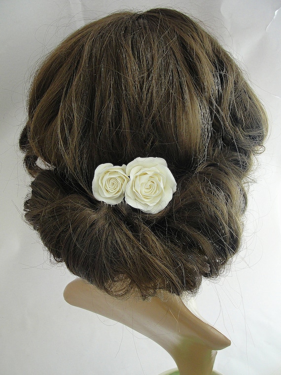 Floral Hair Comb White Ivory Rose Womens Hair Accessories 