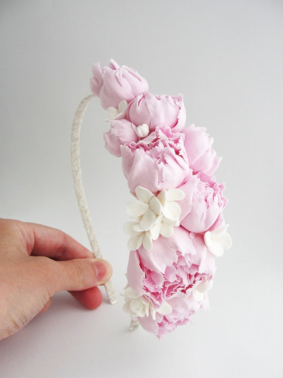 Pink Peony Hair Wreath Peonies Hair Tiara Light Pink And Etsy Pink Peony Hair Wreath Peonies Hair Tiara Light Pink And Etsy