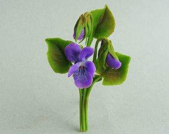 Violets Brooch, Violets pin, Purple Flowers Brooch, Easter Gift idea, Mothers Day Gift, Wild violets brooch, Spring floral handmade brooch