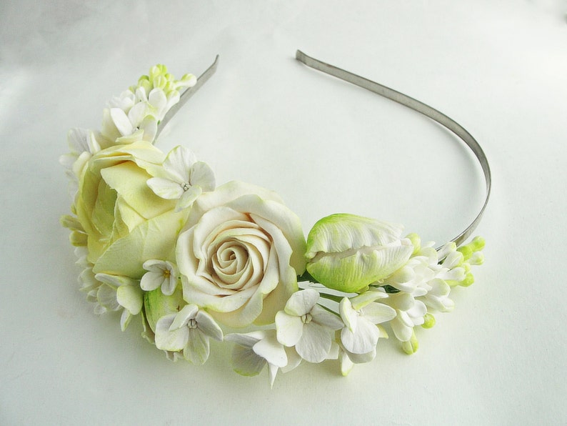 Ivory Cream rose flower crown Ivory Bridal floral wreath Etsy