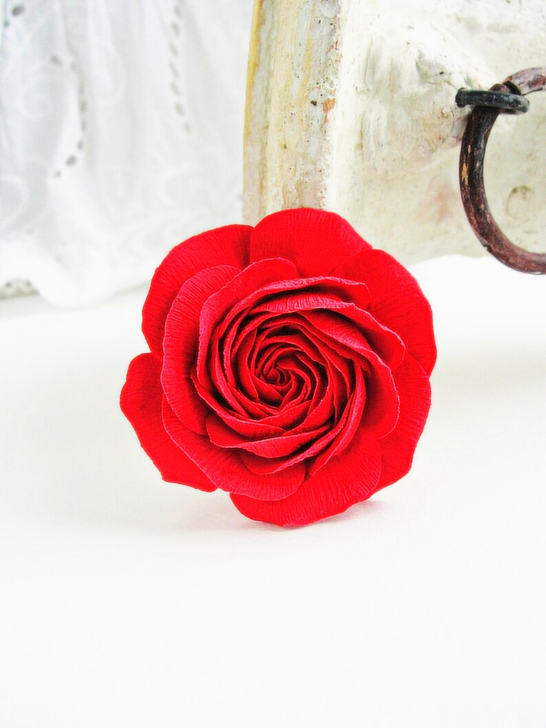 Ranunculus wedding Red Bridal Flower Hair Clip Red ranunculus hair clip Red Rose Ranunculus Bridesmaid gift Red Wedding Flower Hair Clip