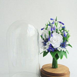 Wedding Bouquet Replica Wedding Anniversary Gift Personalized Bouquet Anniversary Miniature Clay Bouquet in Glass Dome Custom Wedding Gift
