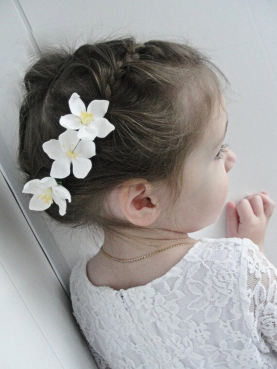 Flower Hair Pins Bridal Hair Pins White Wedding Flower Hair Etsy