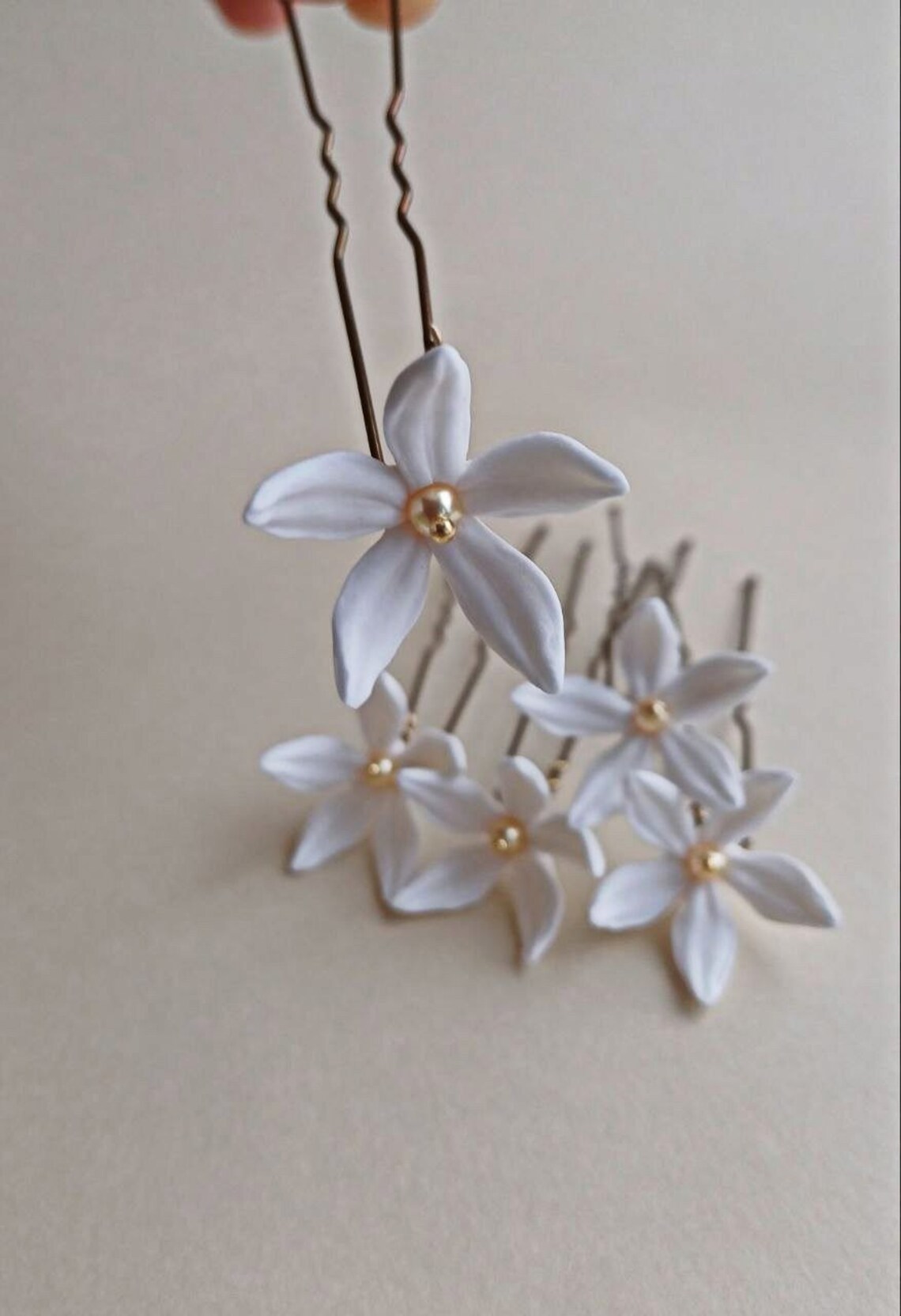 Ivory Gold Small Bridal Flowers Hair Pin, Ivory Gold Flower Wedding ...