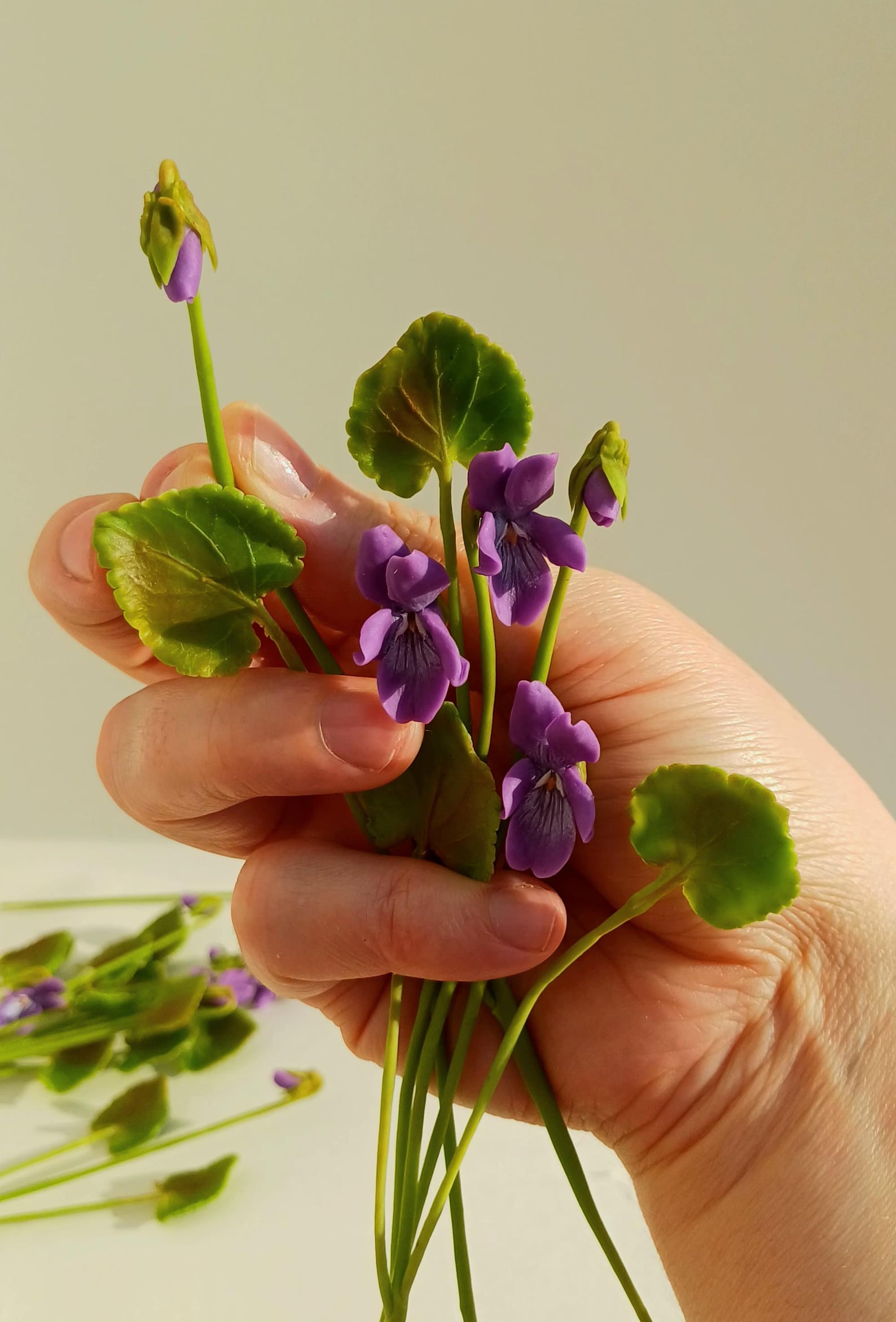 Violet Flower Artificial Plant Realistic Flowers Wild Violets Clay ...