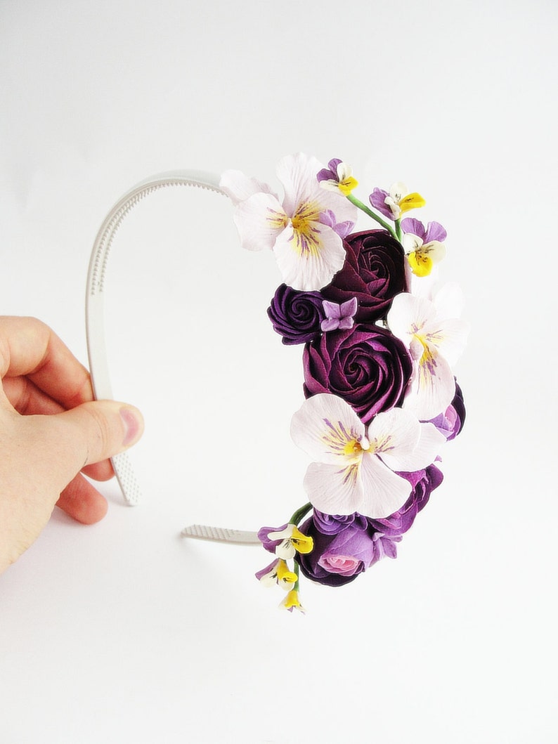Dark Purple Lilac Flower Headband Hair Crown Floral Flower Etsy