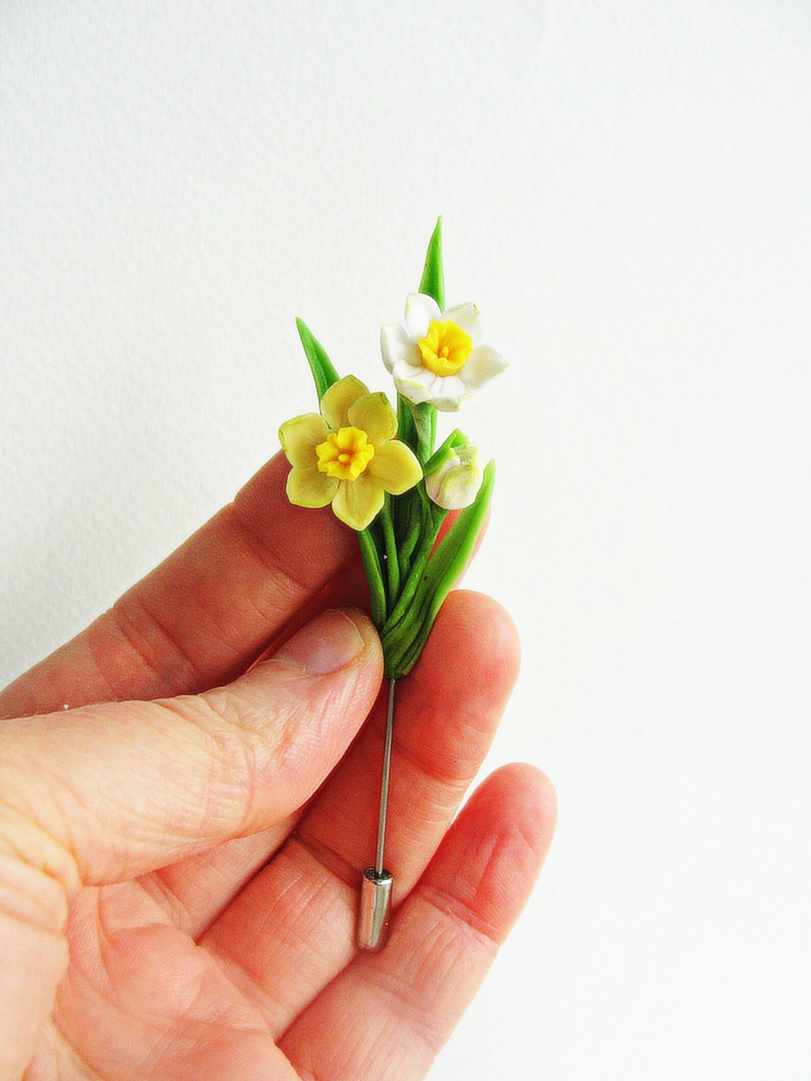 Daffodil Brooch Daffodils pin Yellow Flowers Brooch Easter Etsy