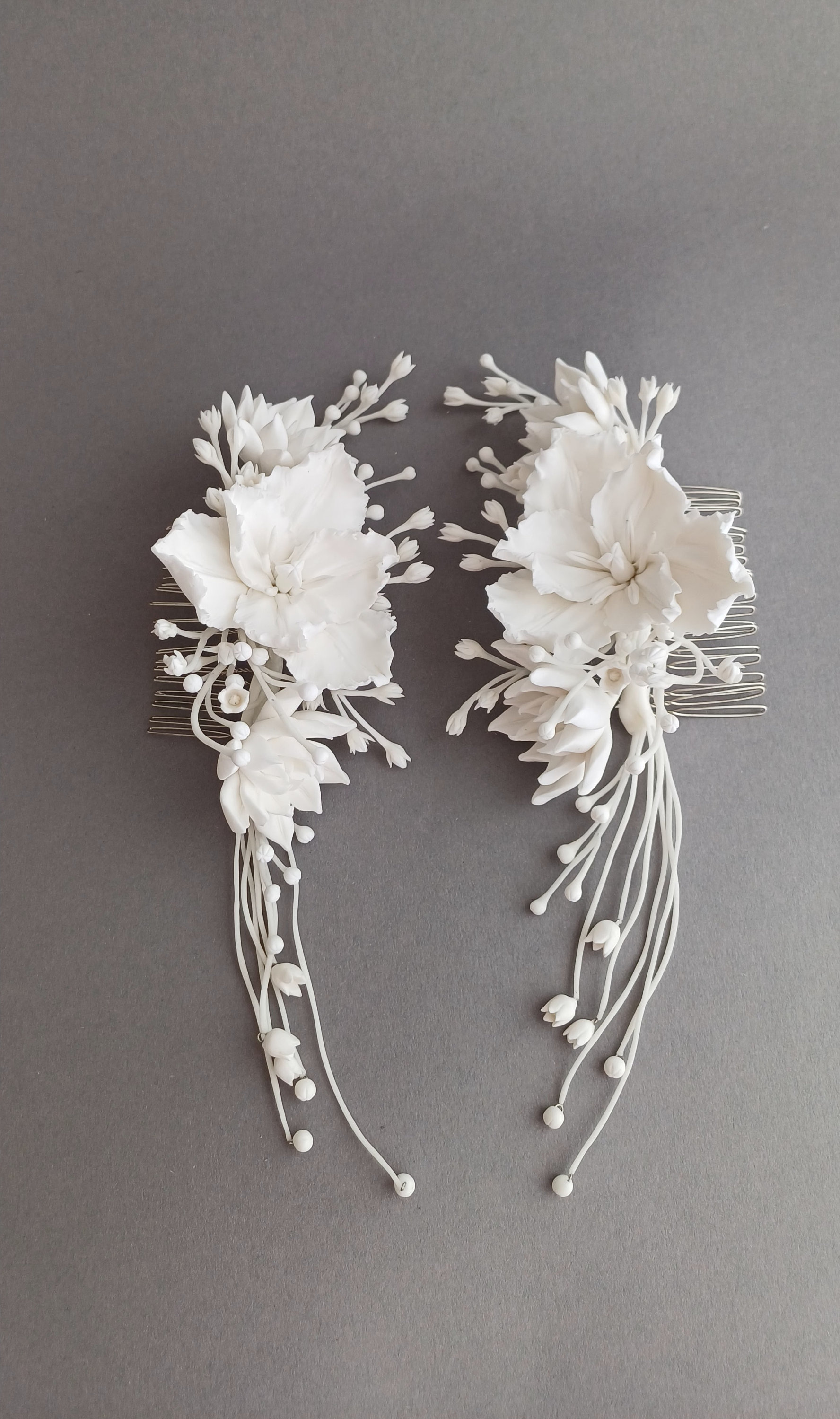 White Bridal Flower tiara, Side Flower Hair Comb, Lily of the valley White Ivory Flowers Hair Comb, Lily of the Valley Hair  main image 3