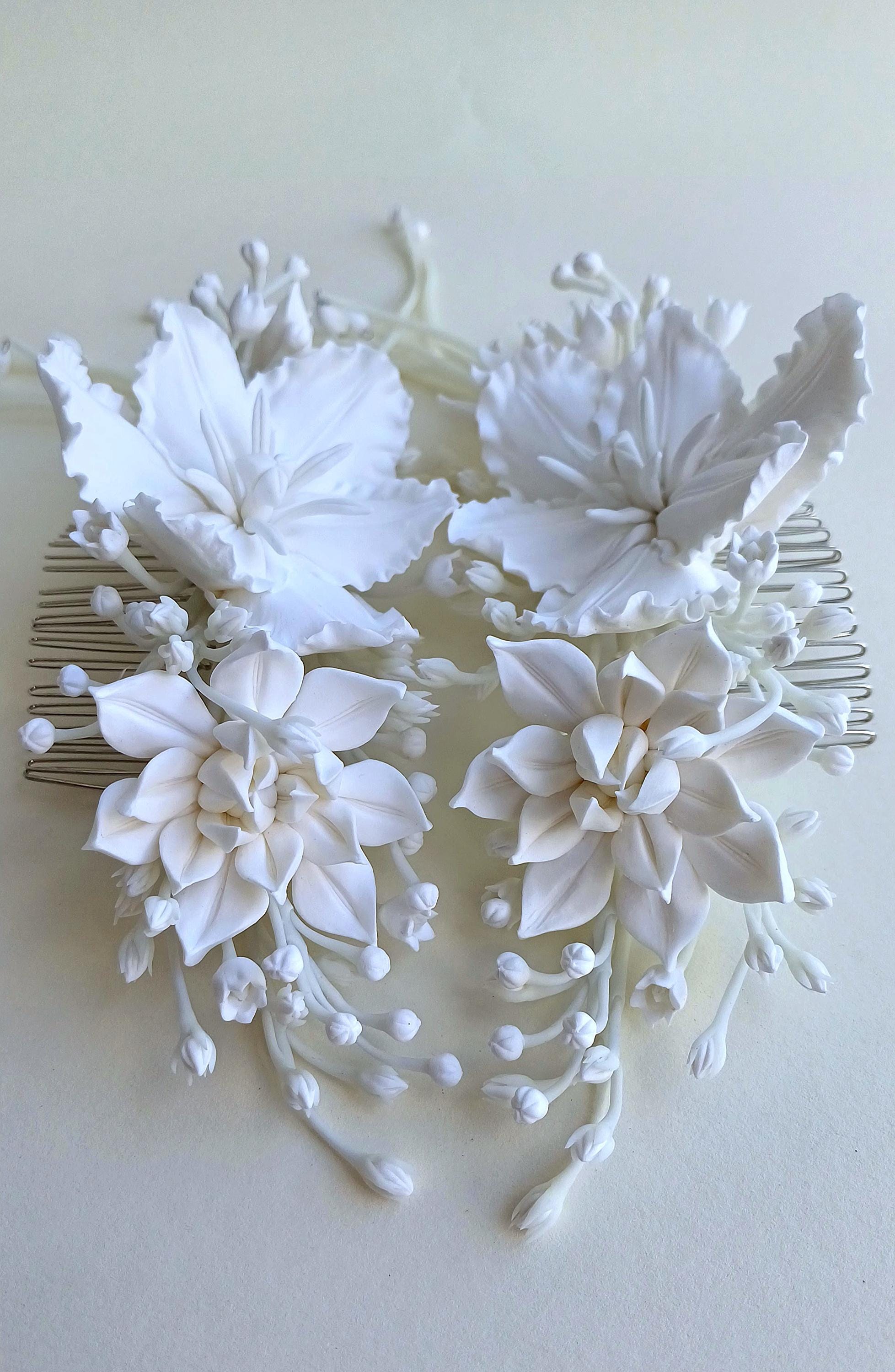 Ivory Cream Bridal Flower 3D Tiara, Cream Flowers Side  display picture 1