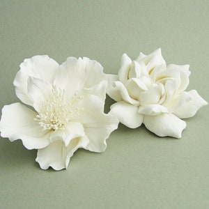 Elfenbein Creme Blume Haarnadel, Elfenbein Braut Haarblume, Elfenbein Creme Braut Haarblume, Braut Haargeschenk, Elfenbein Real Touch Braut Blume, Set2