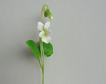 White Violet flower Artificial plant Realistic flowers White Wild violets Clay flowers White Violets Floral arrangement Violets Home decor