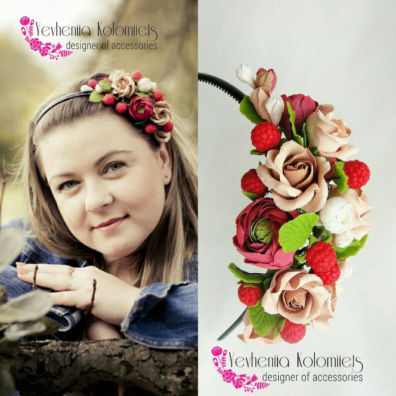 Red Wedding Hair Accessory Bridal Hair Headband Large Red Etsy