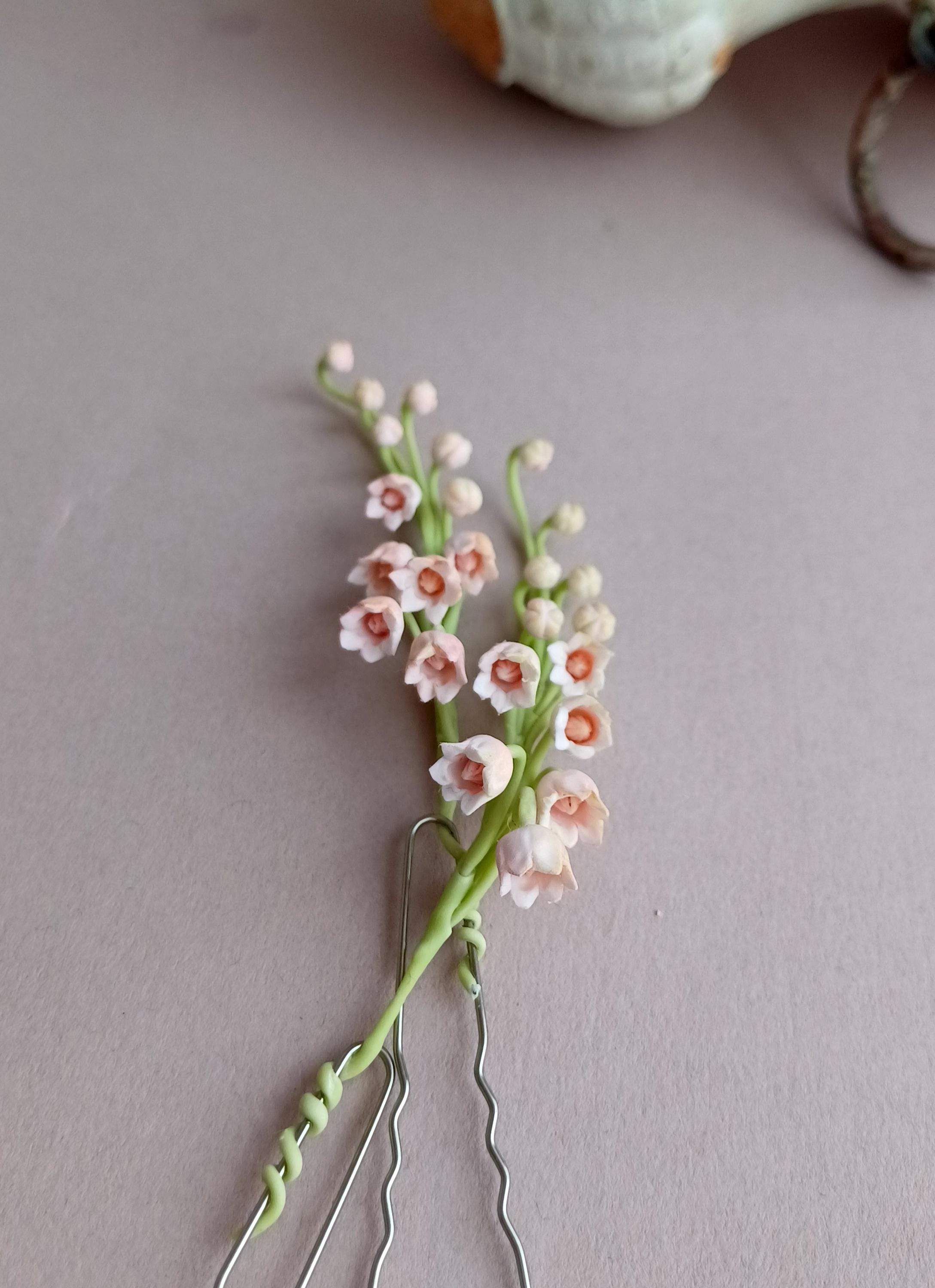 Pink Lily of the Valley Barrette Set2, Pink Lily of the 