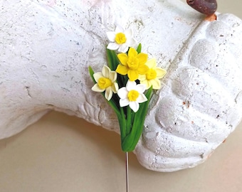 Broche de narciso, broche de narcisos, broche de flores amarillas, idea de regalo de Pascua, regalo del Día de la Madre, regalo para los amantes de los narcisos, broche de flores de primavera
