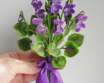 Violet flower Artificial plant Realistic flowers Wild violets Clay flowers Bouquet of violets Violets Floral arrangement Violets Home decor