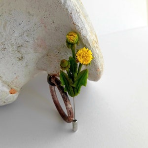 Dandelion Brooch, Dandelion pin, Yellow Flowers Brooch, Mothers Day Gift, dandelion lovers gift, Spring flowers brooch pin