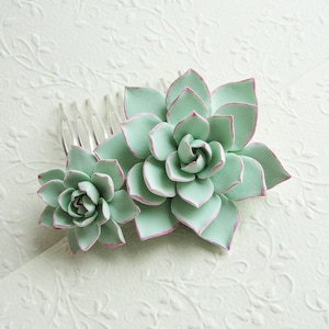 Light Green Pink Small Succulent Comb Succulent Comb Plants Arrangement Succulent Jewelry Wedding Birthday Christmas Gift  Succulent Style