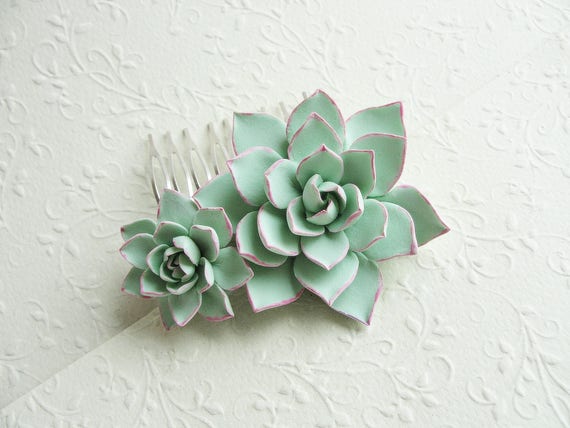 Reseller lot 16 combs handmade in the USA ( clay Succulants) handmade polymer clay succulents main image 2