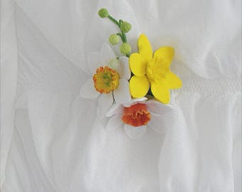Broche de narciso de primavera, broche de flor amarilla, idea de regalo de Pascua, regalo del Día de la Madre, regalo galés, broche del Día de San David, regalo de primavera para mamá