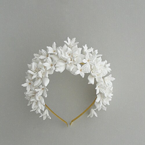 Ivory Gold Flowers Wedding Tiara Ivory Gold Bridal Vine Etsy