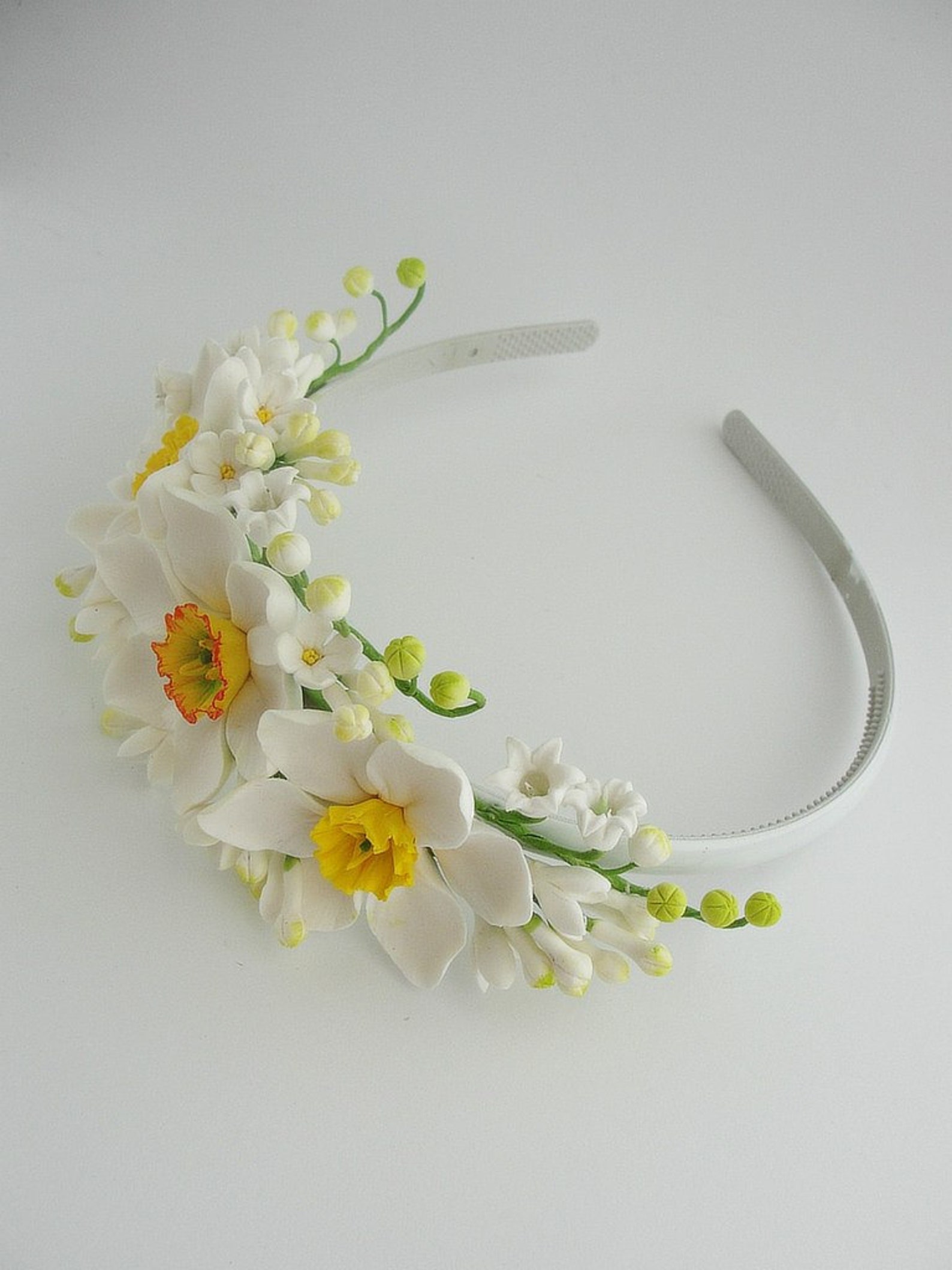 White Daffodils Flower Crown Lily of the valley White Floral Etsy