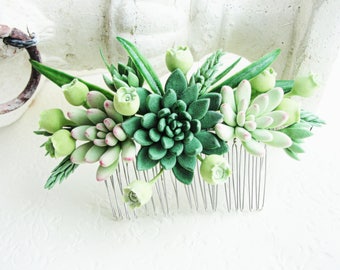 Succulent Wedding Favors Green Succulent Comb Succulent Jewelry Wedding Birthday Bridal Gifts Succulent Style Succulent bridesmaid gift