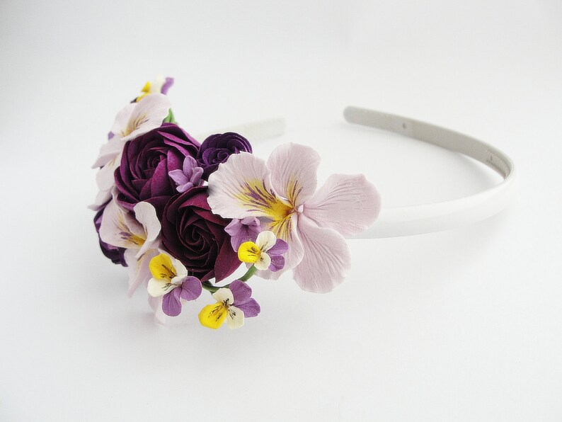 Dark Purple Lilac Flower Headband Hair Crown Floral Flower Etsy
