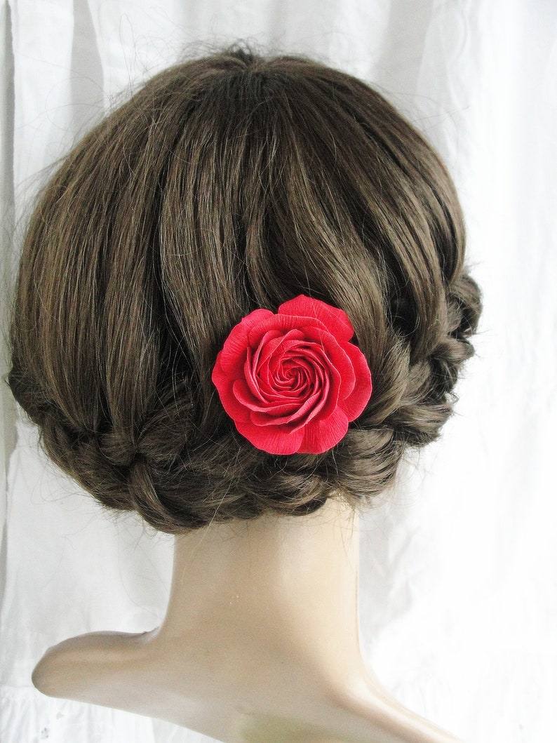 Ranunculus wedding Red Bridal Flower Hair Clip Red ranunculus hair clip Red Rose Ranunculus Bridesmaid gift Red Wedding Flower Hair Clip